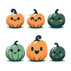 Funny Pumpkin Character Collection for Halloween Design and Party Decorations
