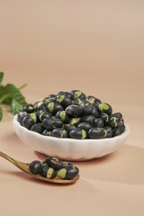 Black Mung Beans with Green Sprouts in Bowl - Healthy Legume Food Ingredient