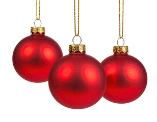 Three red Christmas ornaments