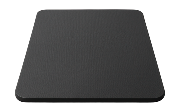 Charcoal EVA-foam exercise mat with beveled edges and textured surface.