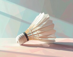 Shuttlecock Still Life: A meticulously crafted shuttlecock sits in the serene setting, highlighting the beauty in its simple design, in a harmony of light and shadow