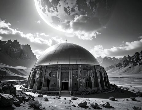 Ancient dome structure beneath the alien planet - Powered by Adobe