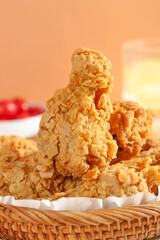 Crispy Old Fashioned Fried Chicken Thighs in Basket - Golden Comfort Food Photography
