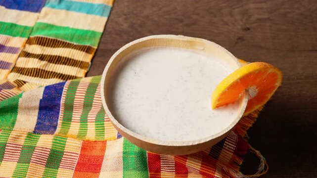 Brukina, Degue, West Africa Africa Ghana Traditional drink, sweet, beverage made from millet milk and thick
