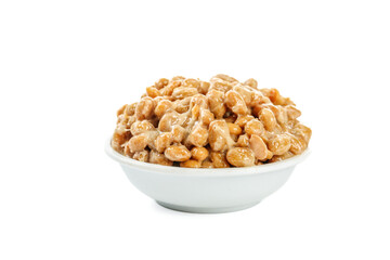Traditional Japanese Natto Fermented Soybeans in Bowl - Healthy Asian Superfood Cuisine