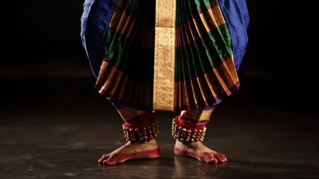 A Graceful Dancer Performing Classical Indian Bharatanatyam Dance. 
