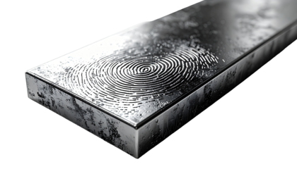 Metallic rectangular slab with etched texture