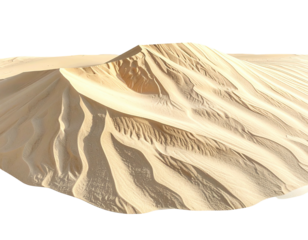 A panoramic view of a large sand dune