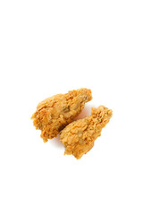 Crispy Golden Fried Chicken Thighs with Seasoned Breading on White Background