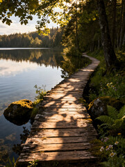 wooden bridge in the forest