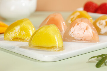 Crystal Rice Dumplings Sweet Dessert with Ice Cream Filling Ready to Eat Traditional Asian Treat