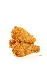 Crispy Fried Chicken Thighs Golden Brown Coating Food Photography Isolated White Background