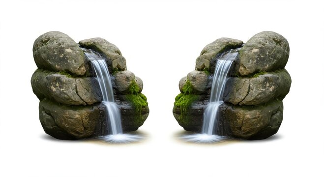 Pair of Waterfall Stones with Intersecting Silky Streams