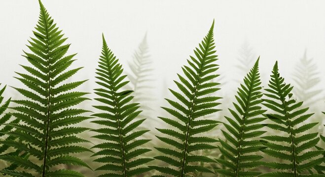 Photoreal Image of Several Ferns in Varying Arrangements and Light