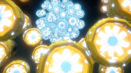 Futuristic Cluster of Glowing Energy Orbs.