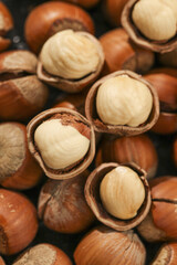 Fresh Mixed Nuts Collection with Shelled Walnuts Hazelnuts and Almonds Natural Food Background
