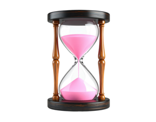 Pink hourglass on black background