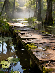 wooden bridge in the forest