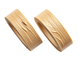 Two light beige, textured rings