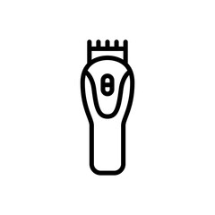 Simple outline illustration of an electric hair clipper or trimmer for grooming and styling with a clean white background