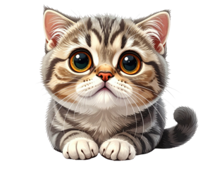 Cute cartoon tabby kitten