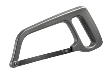 Compact hacksaw with a slim frame and 32 TPI blade for precise metalwork tasks.