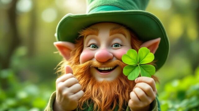 A Cheerful Leprechauns Lucky Clover - St. Patricks Day Celebration.