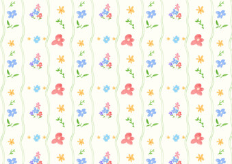 Colorful Watercolor Floral Bouquets, Hand Painted Flower Pattern on White, Vibrant Watercolor Flower Arrangement