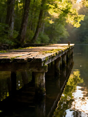 wooden bridge over the river