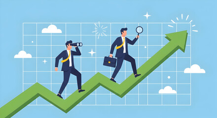 Fototapeta premium Strategic Business Growth Vision Forward Thinking and Progress with Dynamic Leadership Charting a Course to Success Exploring New Opportunities and Investment Analysis