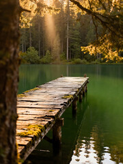 wooden bridge over the river