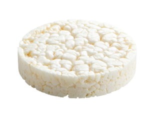 Round puffed rice cake on white background