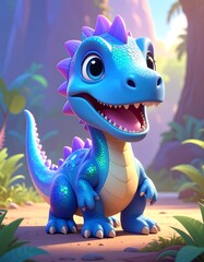 Cute Baby Dinosaur Illustration.