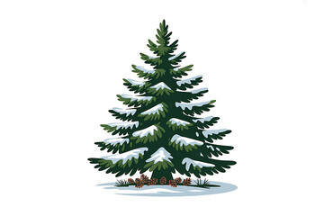 Fototapeta premium A lush evergreen tree stands dusted with snow, evoking winter and festive holiday spirit.