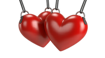 Three connected red hearts symbolize love, connection, and enduring relationships, visually representing unity.