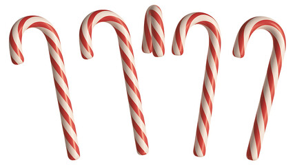 Three candy canes with red and white stripes, evoking holiday cheer and sweetness.