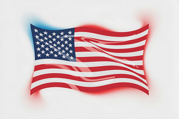 Fototapeta premium Waving national banner with red and white stripes and blue field of stars.