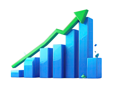 3D graphic of ascending bar graph