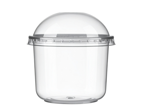 Clear plastic dome-lidded cup
