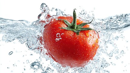 tomato in water splash isolated on a white background