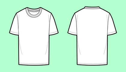 Classic Standard Fit Crew Neck T-Shirt Technical Flat