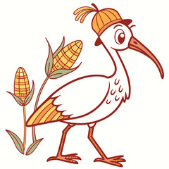 A Surprised Shima Enaga in a Thanksgiving theme – Grateful Harvest palette SVG illustration