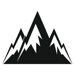 Black silhouette of a symmetrical mountain range with sharp peaks on a white background summit