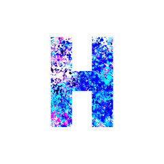 Alphabet Letter H with Blue Turquoise Pink Splatter