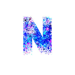 Colorful Paint Splatter Capital Letter N