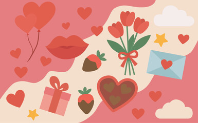 valentines day card with hearts