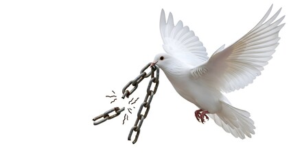 Dove of Freedom Breaking Chains.
