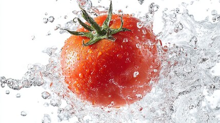 tomato in water splash isolated on a white background