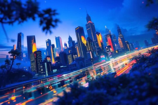 Futuristic Cityscape - A Vibrant Urban Vision of Tomorrow.