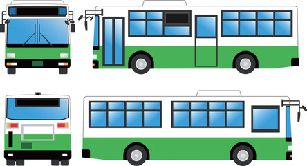 正面、後ろ、横から見た路線バス © ROKUDANDA